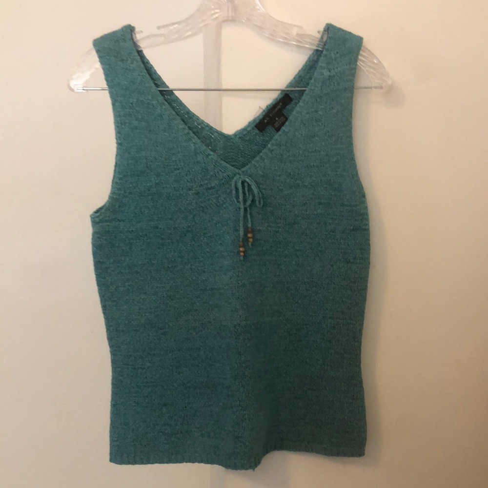 As Fusion Size M Women's Black Dressy TankTop Knit V-Neck Business Casual Career